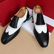 Classic Style Black & White Two-Tone Brogue Oxfords - 3