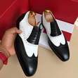 Classic Style Black & White Two-Tone Brogue Oxfords - 4