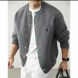 Classic Style Grey Turquoise Button Knit Cardigan (Polo) - 1