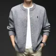 Classic Style Grey Turquoise Button Knit Cardigan (Polo) - 4