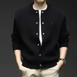 Classic Style Grey Turquoise Button Knit Cardigan (Polo) - 5