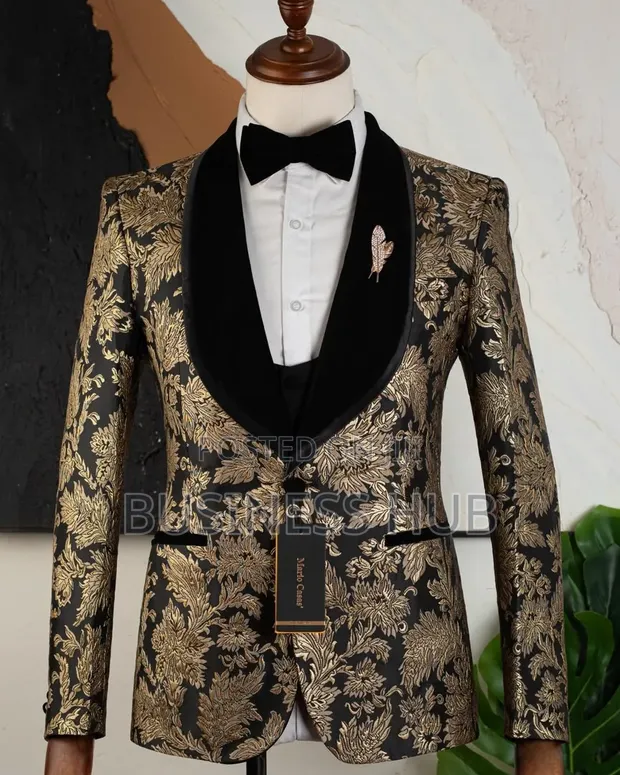 Brand New Marco Lorenzo Black Gold Suit - 1