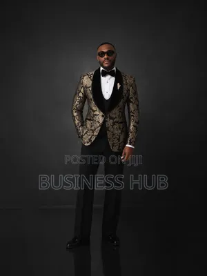Brand New Marco Lorenzo Black Gold Suit