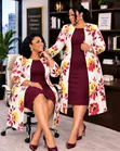 Long Coat and Dress - Women's Multicolor - 3