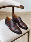 Carlos Cardini Brown Burnished Wingtip Oxfords - 1