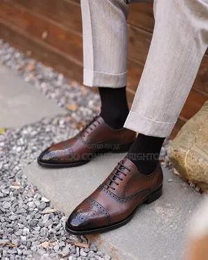 Carlos Cardini Brown Burnished Wingtip Oxfords
