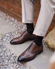 Carlos Cardini Brown Burnished Wingtip Oxfords - 4