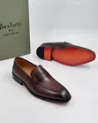 Classic Style Brown Leather Penny Loafers (Red Sole) - 1