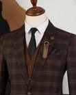 Carlos Cardini 3-PC Brown Checkered Suit Combo - 2