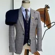 Ricardo Turkey 3-PC Combo Suit - Grey-Brown Checkered - 1