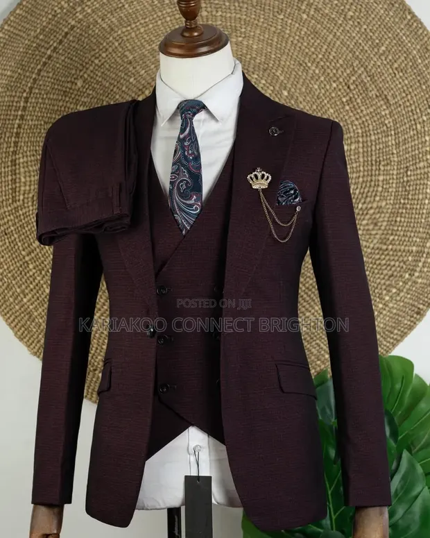 Diamond Hugo 3-PC Burgundy Combo Suit - 1