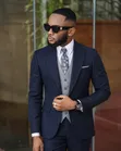 Marco Lorenzo Navy Blue Pinstripe 3-PC Suit Combo - 4