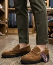 Ming Hex Brown Suede Loafers - 2
