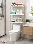 3-Layer Stainless Steel Toilet Rack with Plastic Shelves - 1