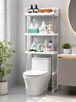 3-Layer Stainless Steel Toilet Rack with Plastic Shelves - 2