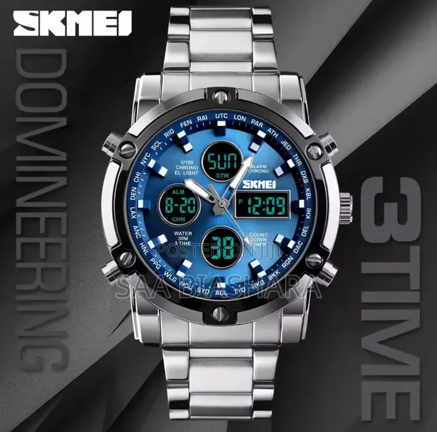 Saa Mpya Skmei 1389 Analog-Digital Waterproof - Silver/Blue - 1