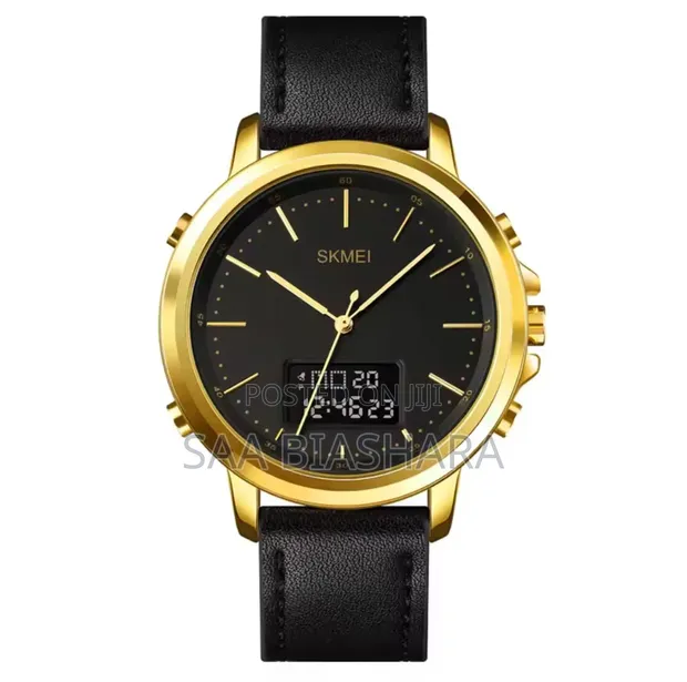 Skmei Dualtime 1652 Water Resistant Watch - Black & Gold - 1