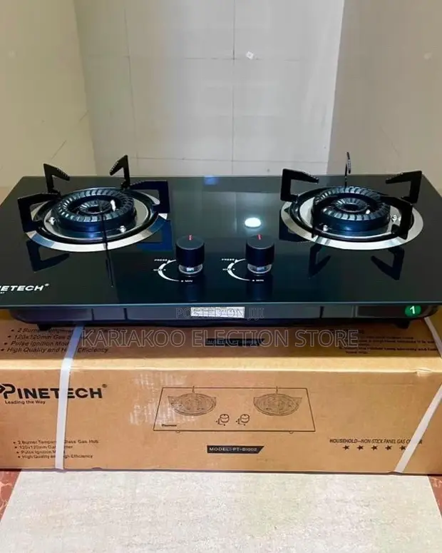 Pinetech Gas Cooker with Tempered Glass (2 Burners) - 1
