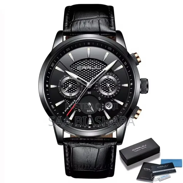 Crrju Business Chronograph Classic Watch - Full Black - 1