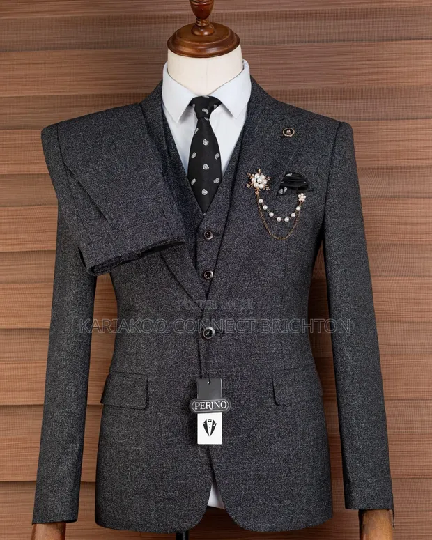 PERINO Suti ya Charcoal Grey 3-PC - 1