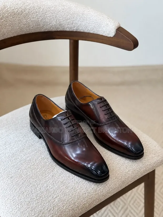 Louis Vuitton Classic Brown Leather Oxford Shoes - 1