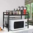 2-Tier Adjustable Microwave Rack with Hooks - 2