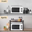 2-Tier Adjustable Microwave Rack with Hooks - 3
