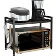 2-Tier Adjustable Microwave Rack with Hooks - 4