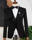 Mario Casas Black Peak Lapel Tuxedo Suit - 2