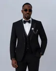 Mario Casas Black Peak Lapel Tuxedo Suit - 4