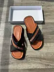 Loro Piana Brown Piana Leather Slides - 2