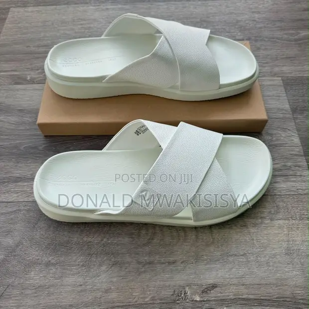 Ecco Cross Strap Slides - Nyeupe - 1