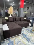 Sofa L-Shape - Rangi ya Chocolate na Nyeupe, Mpya Kabisa - 1