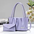 Zara Lavender Pleated Tote Handbag with Clutch - 1
