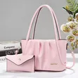 Zara Lavender Pleated Tote Handbag with Clutch - 2
