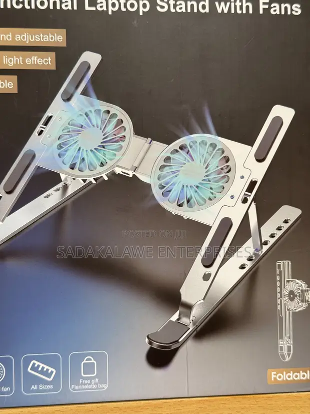 Stendi ya Laptop ya Aluminium Inayoweza Kurekebishwa na Feni Mbili za RGB - 1