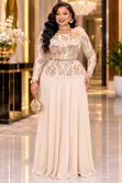 Sequin Lace Peplum Evening Gown - 1