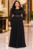Sequin Lace Peplum Evening Gown - 4