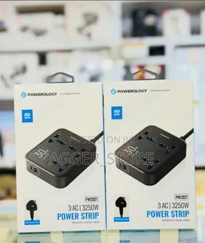 Powerology PWC037 Power Strip - 3 AC Sockets, 100W PD