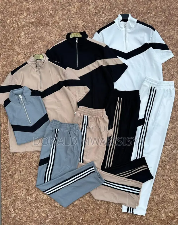 Seti ya Tracksuit ya Vipande 2 vya Nusu Zipi kwa Wanaume - 1