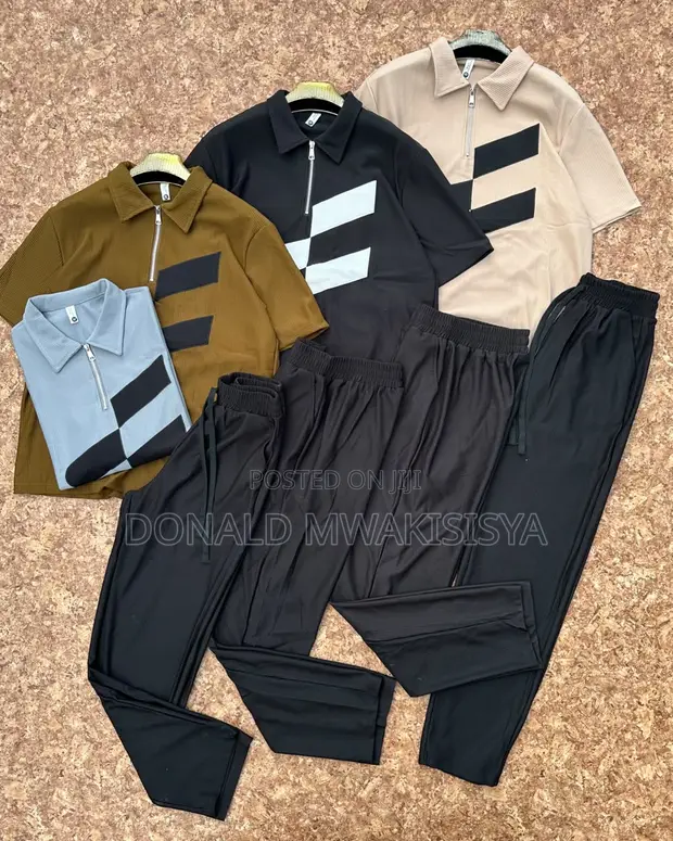 Men's 2-Piece Polo Zip Neck & Trouser Set - 1