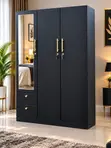 Modern 3-Door Bedroom Wardrobe with Mirror & Drawers - 1