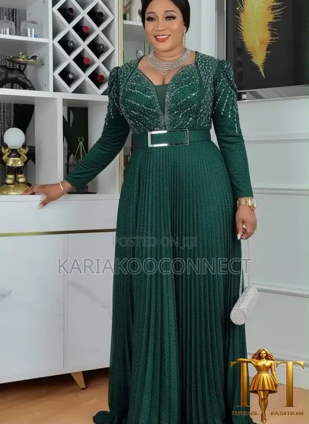 Mauve Sparkle Pleated Gown - 1