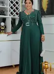 Mauve Sparkle Pleated Gown - 1
