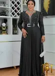 Mauve Sparkle Pleated Gown - 2