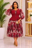 Gauni la Chiffon la Peplum - Ukubwa L-3XL - 2