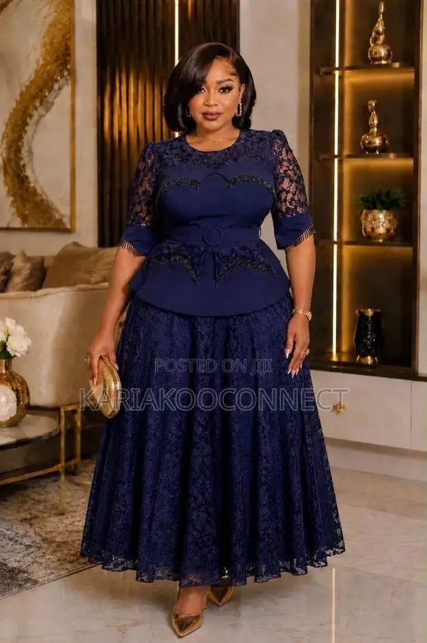 Elegant Lace Peplum Gown - 1
