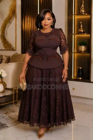 Elegant Lace Peplum Gown