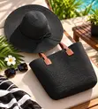 Lavender Straw Sun Hat Tote Set - 3
