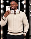 Sweater ya Kawaida ya Cable-Knit yenye Zipu - 3
